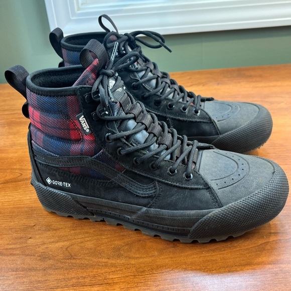 Vans SK8 Gor-tex MTE High Red Checked Lace Up Boots Sz 8.5 Inserts Cold Weather - Picture 4 of 16
